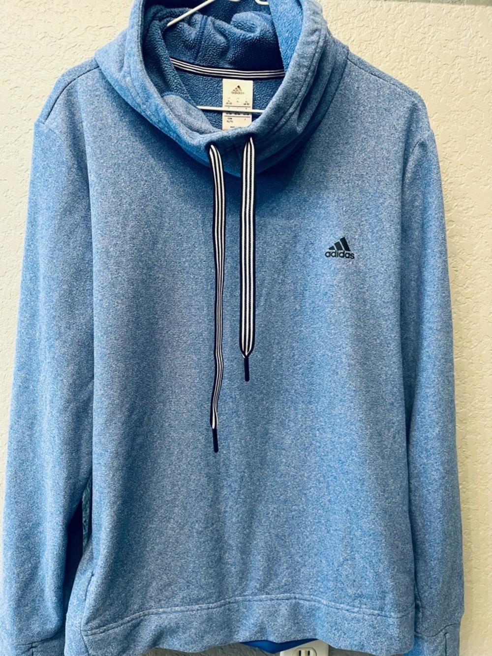Adidas Women’s Fleece Transitional hoodie pullover sweatshirt Heathered blue XL